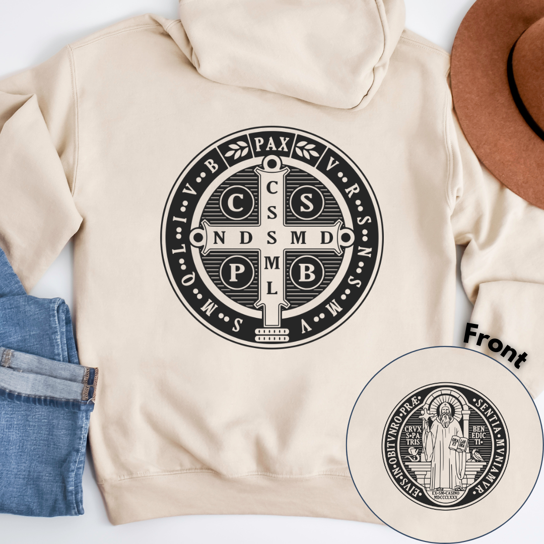 St Benedict Medal Back Print Hoodie