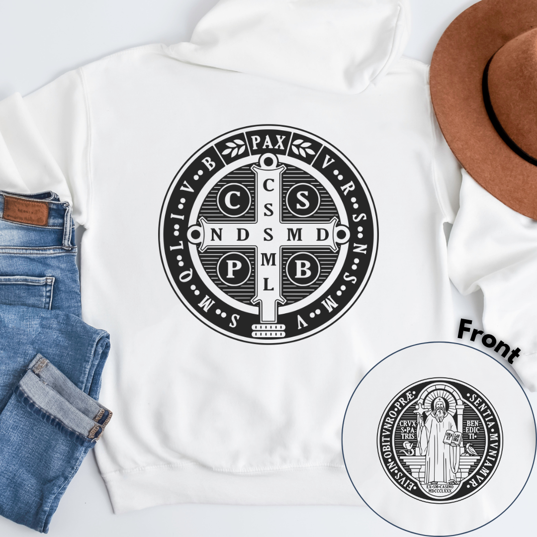 St Benedict Medal Back Print Hoodie