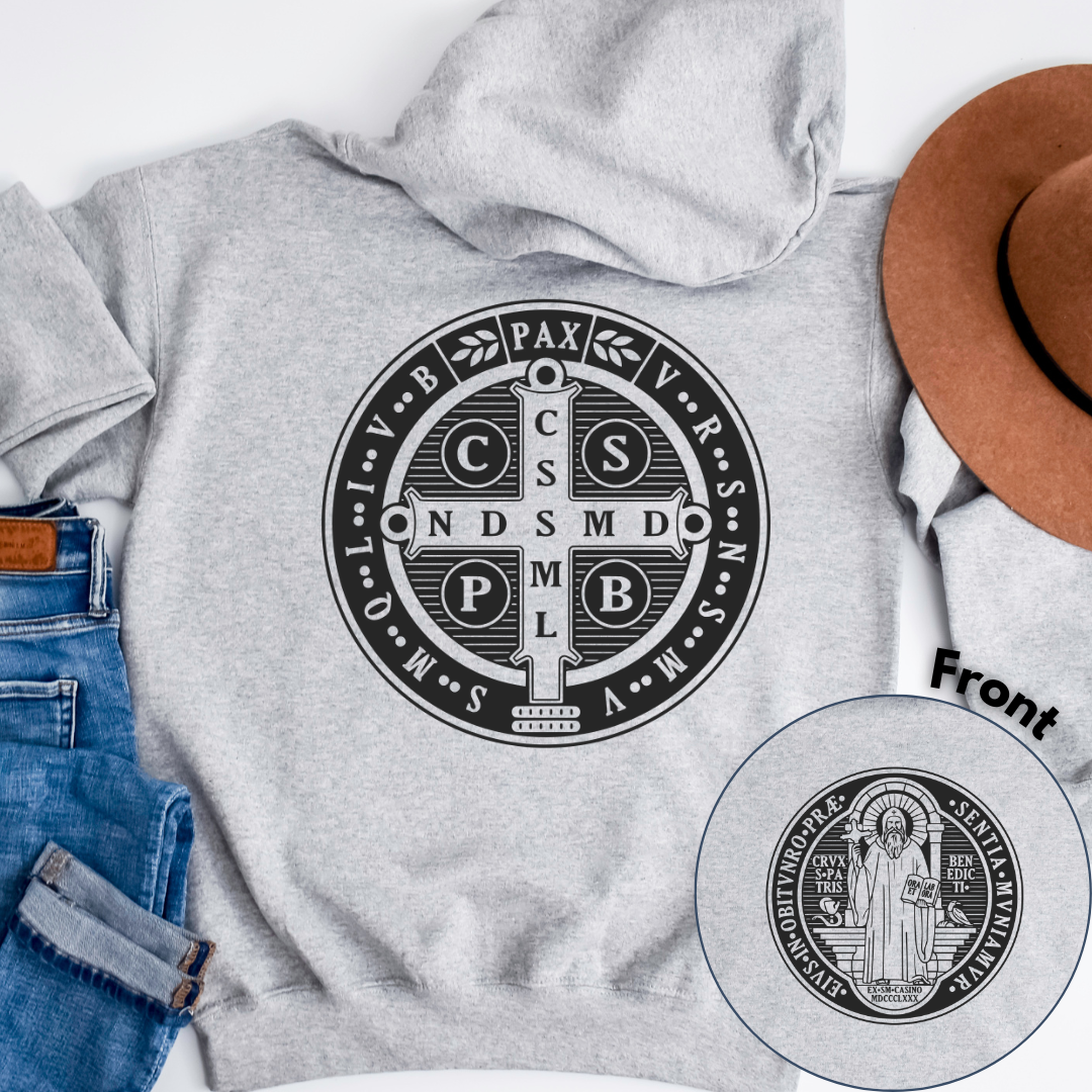 St Benedict Medal Back Print Hoodie