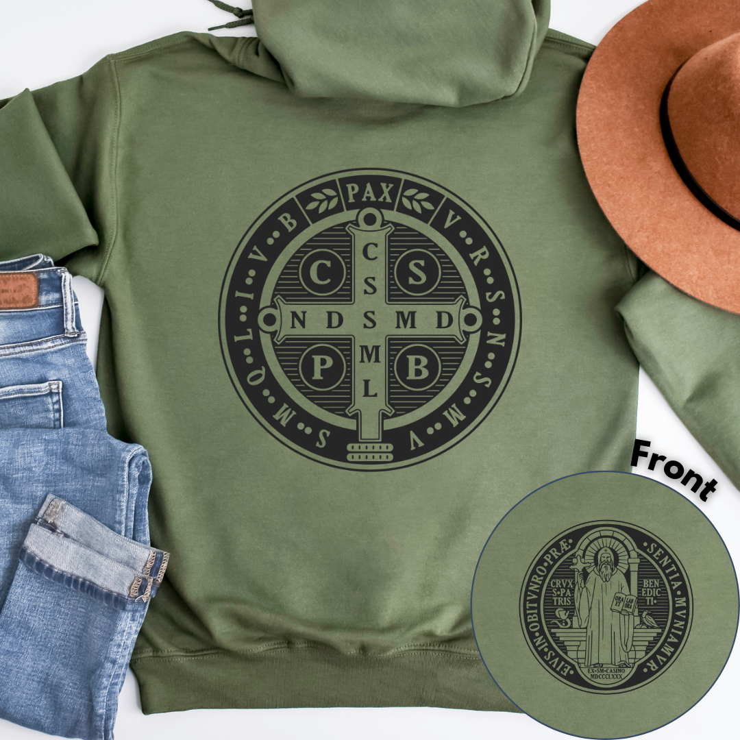 St Benedict Medal Back Print Hoodie