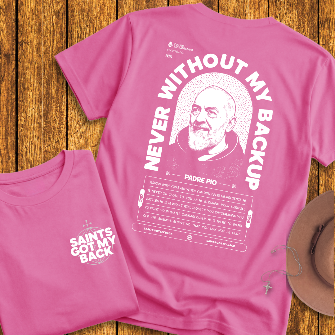 St Padre Pio Back Print T-Shirt
