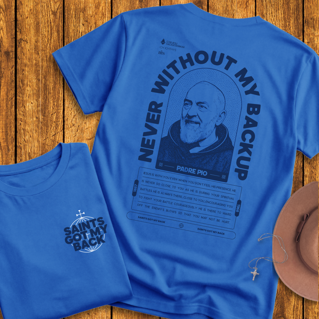 St Padre Pio Back Print T-Shirt