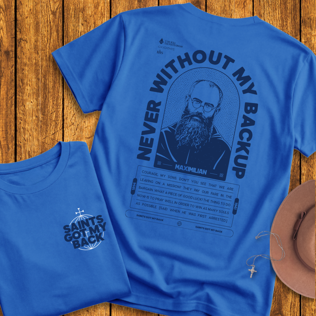 St Maximilian Kolbe Back Print T-Shirt