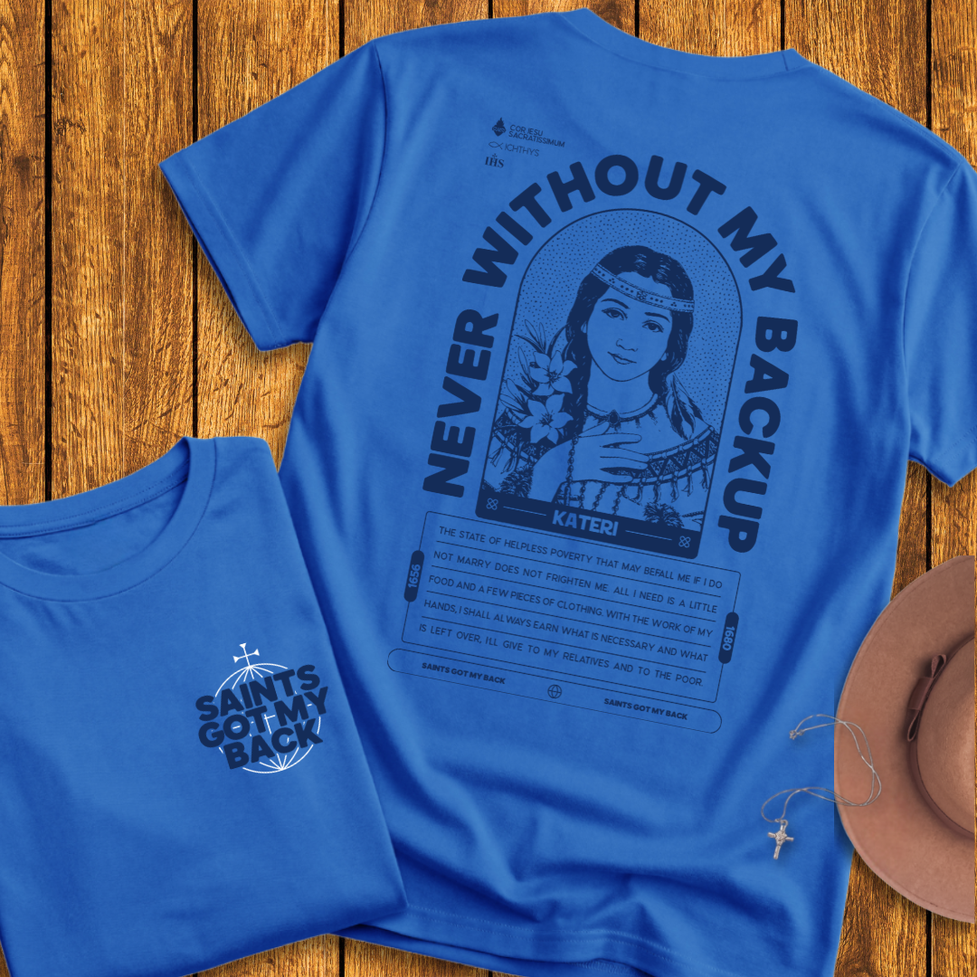 St Kateri Back Print T-Shirt