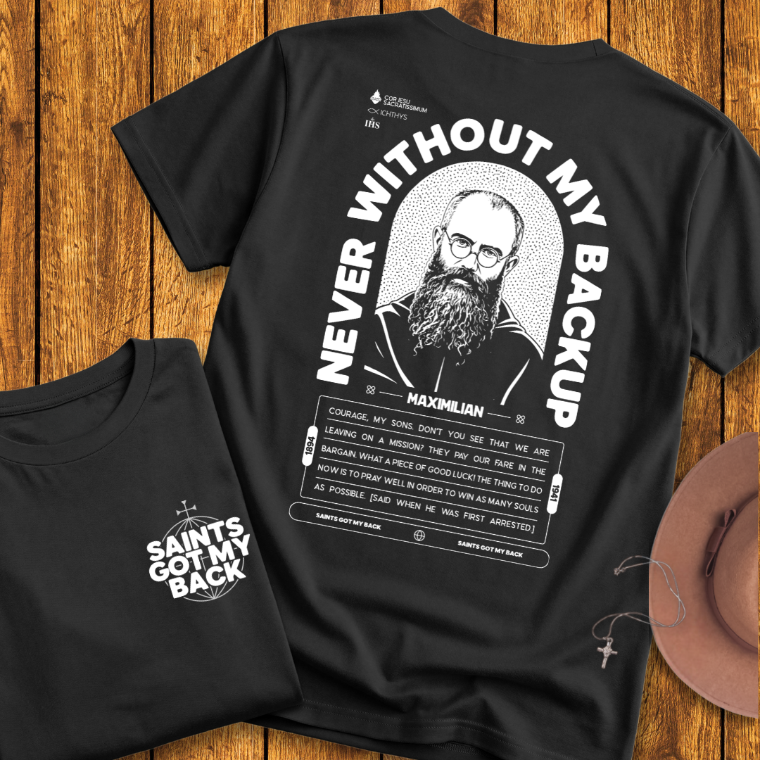 St Maximilian Kolbe Back Print T-Shirt