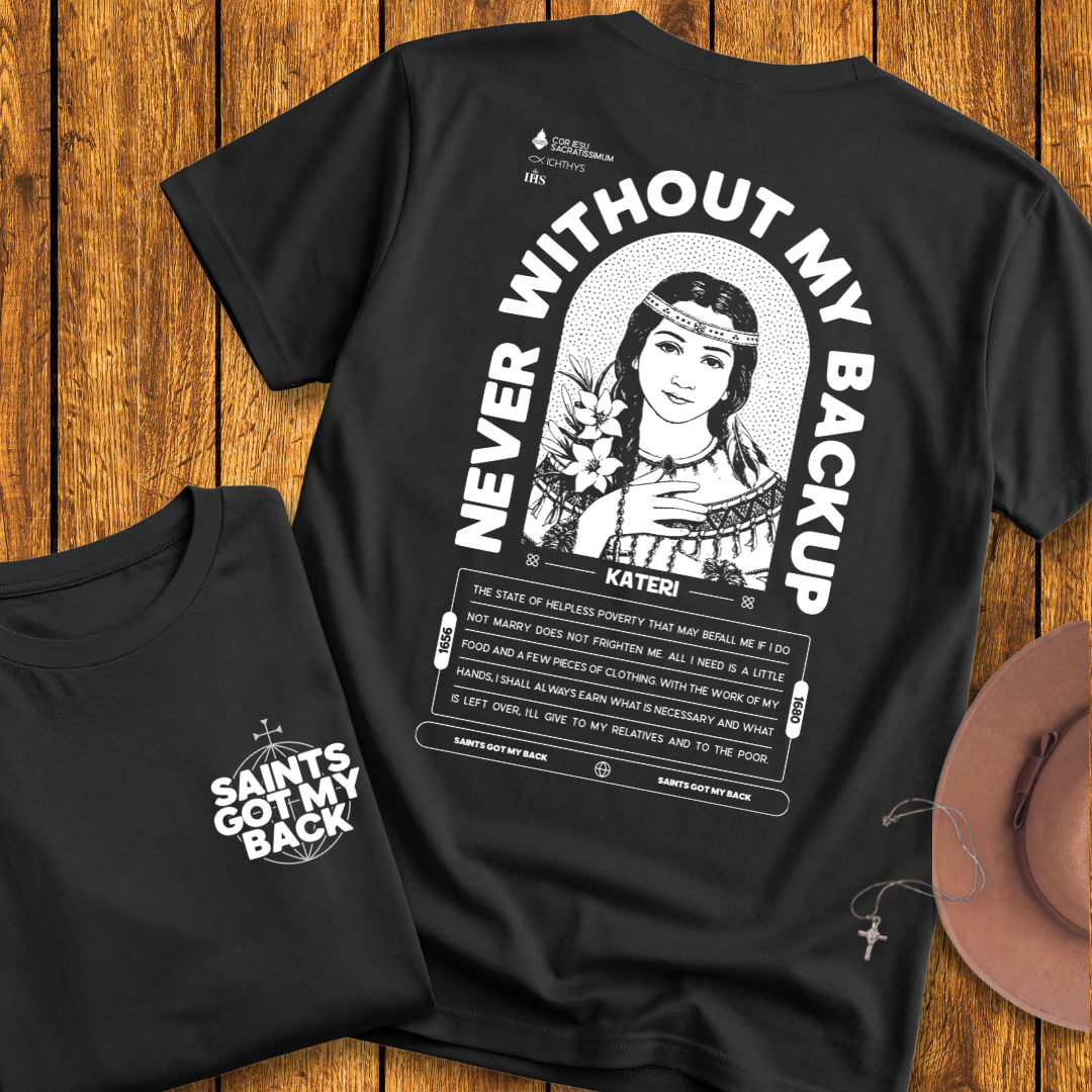 St Kateri Back Print T-Shirt