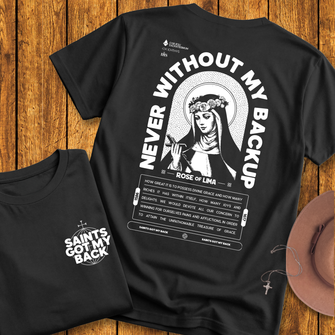 St Rose of Lima Back Print T-Shirt