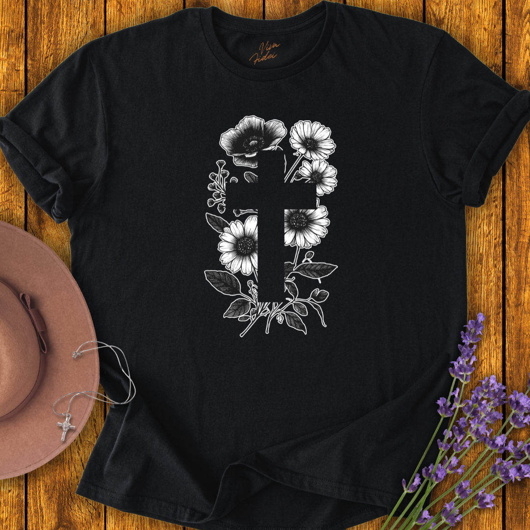 Cross with Flowers T-Shirt - NEW!