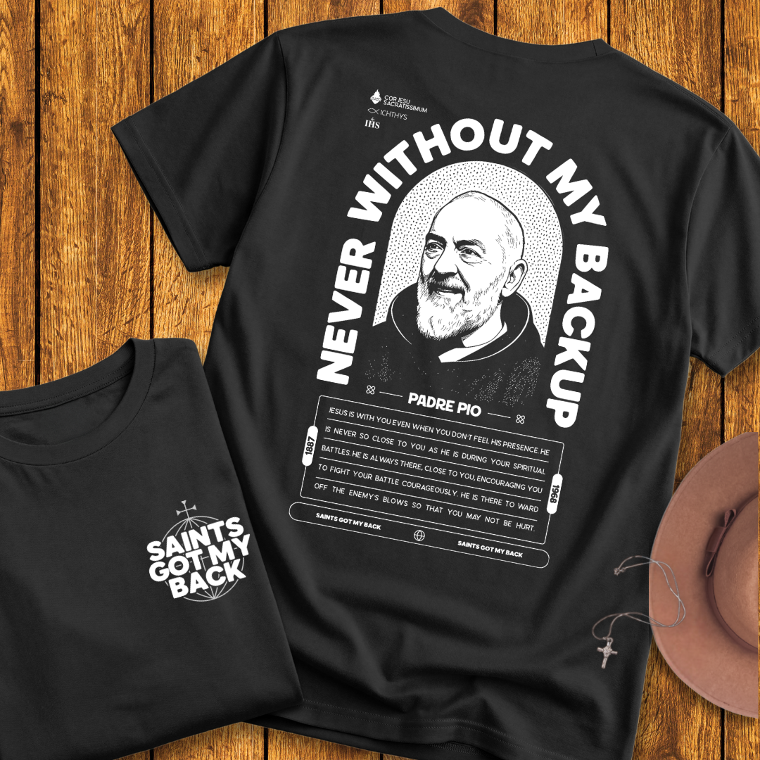 St Padre Pio Back Print T-Shirt