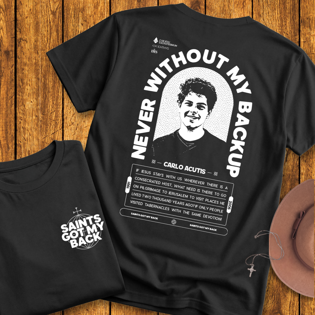 St Carlo Acutis Back Print T-Shirt