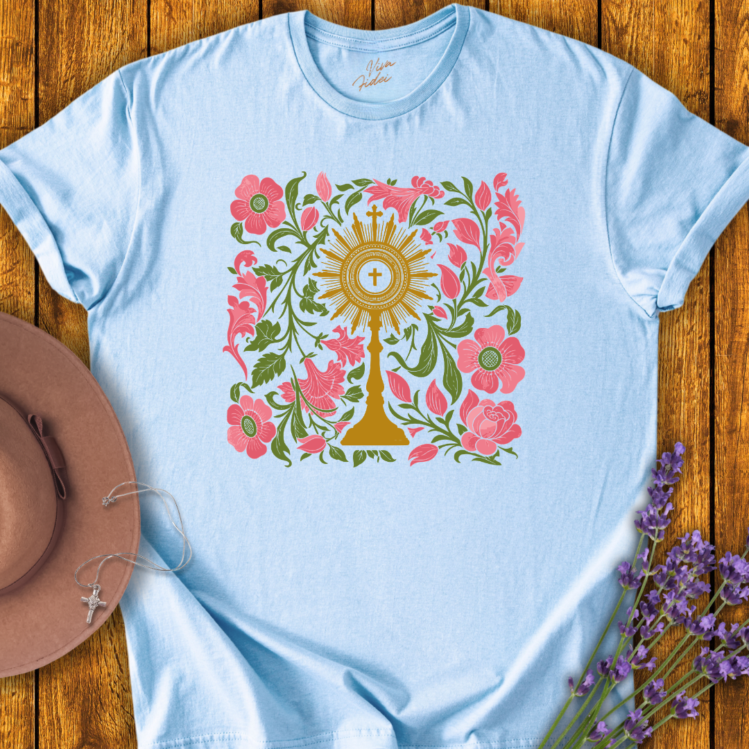 Monstrance and Flowers T-Shirt