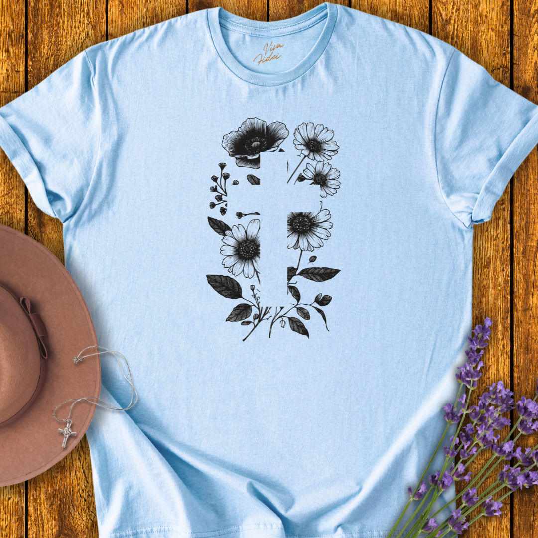 Cross with Flowers T-Shirt - NEW!