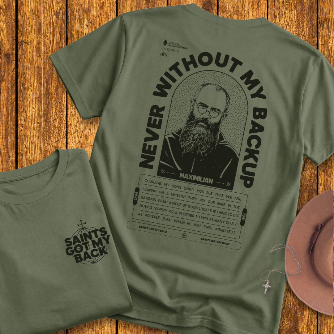 St Maximilian Kolbe Back Print T-Shirt