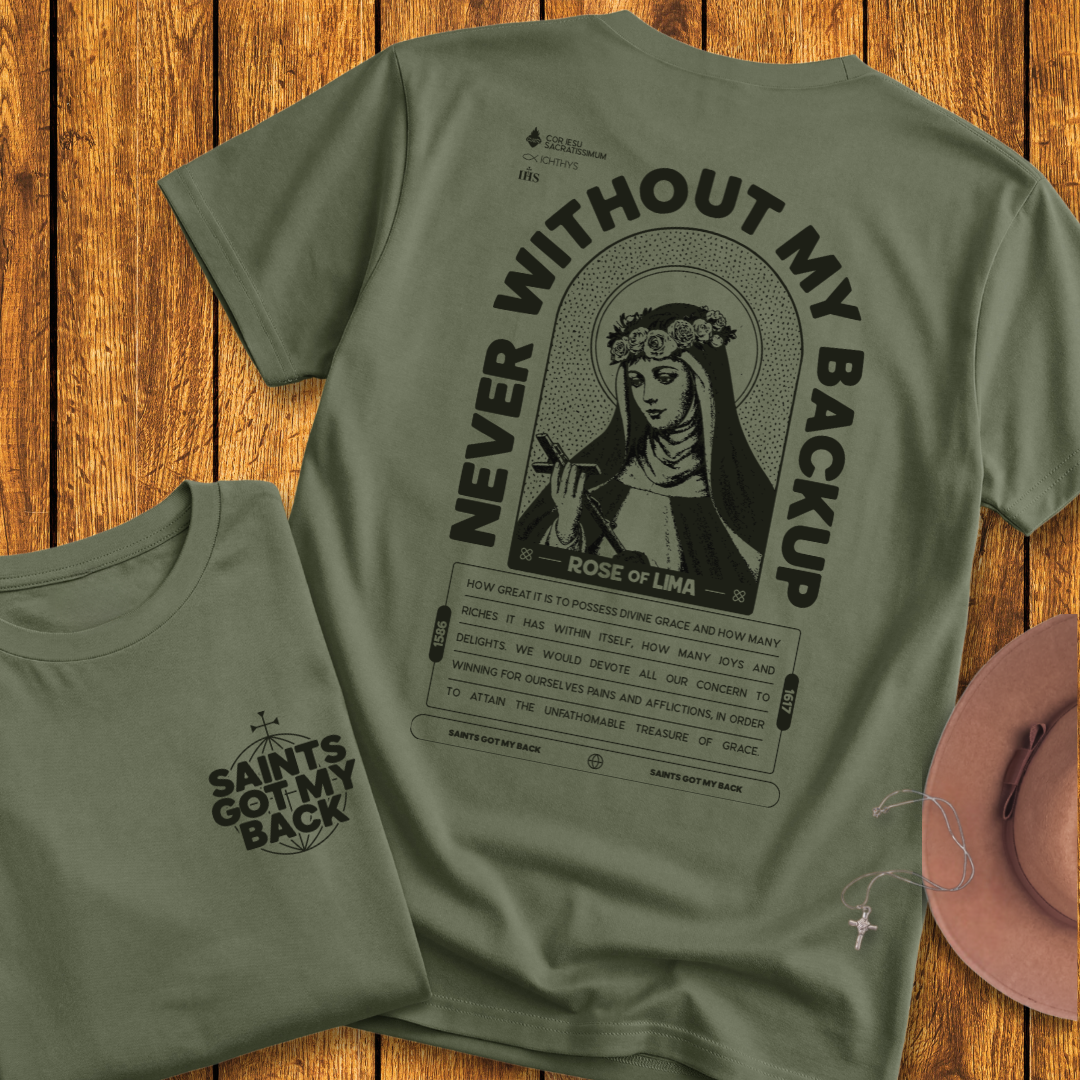 St Rose of Lima Back Print T-Shirt