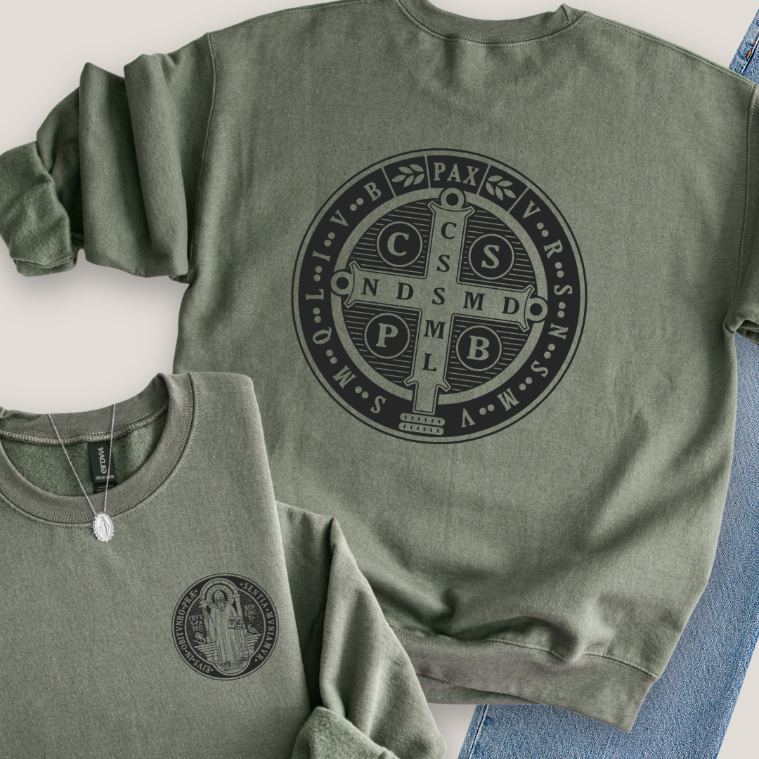 St Benedict Medal Back Print Sweatshirt