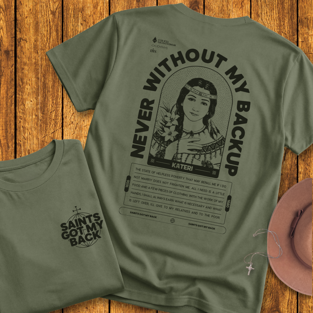 St Kateri Back Print T-Shirt