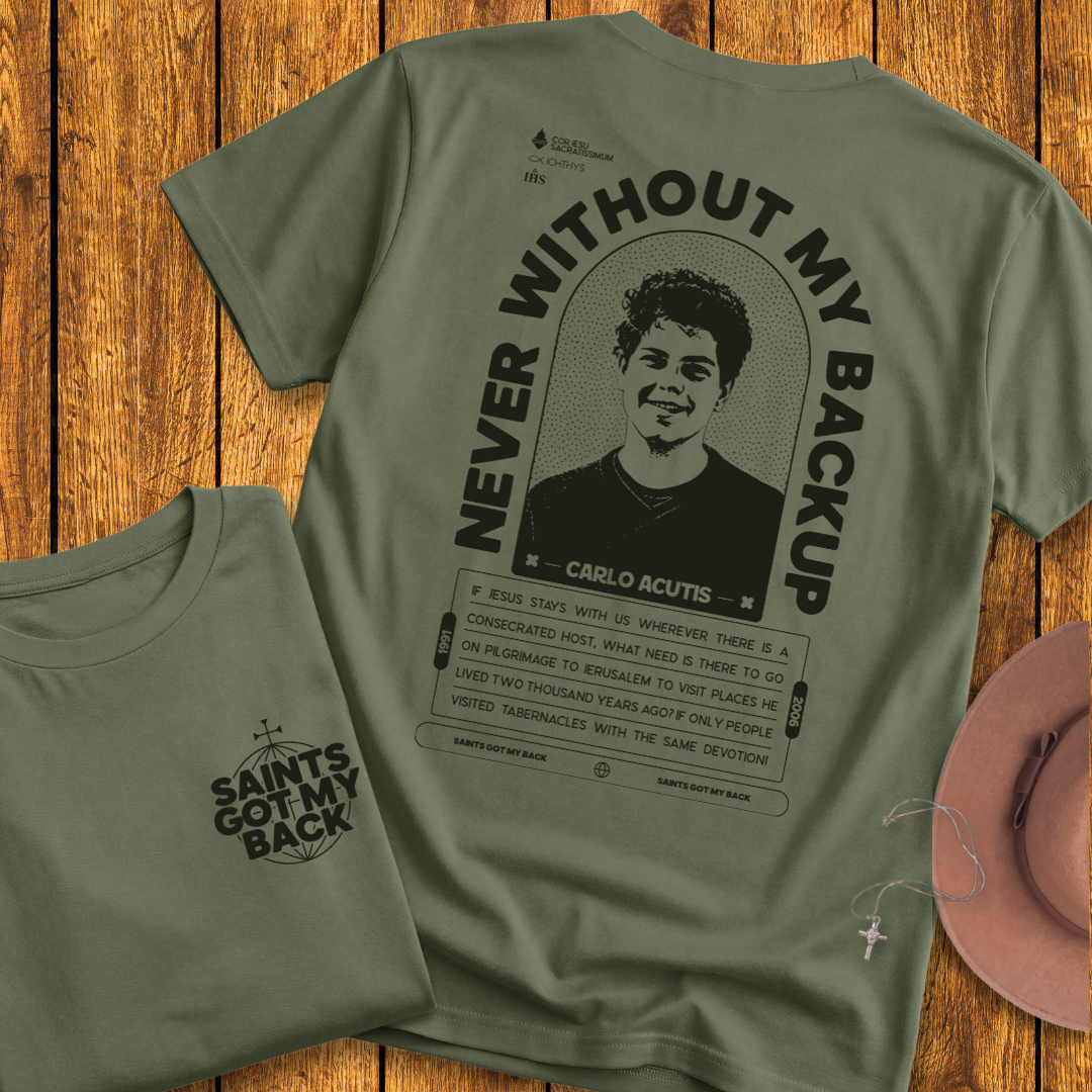 St Carlo Acutis Back Print T-Shirt