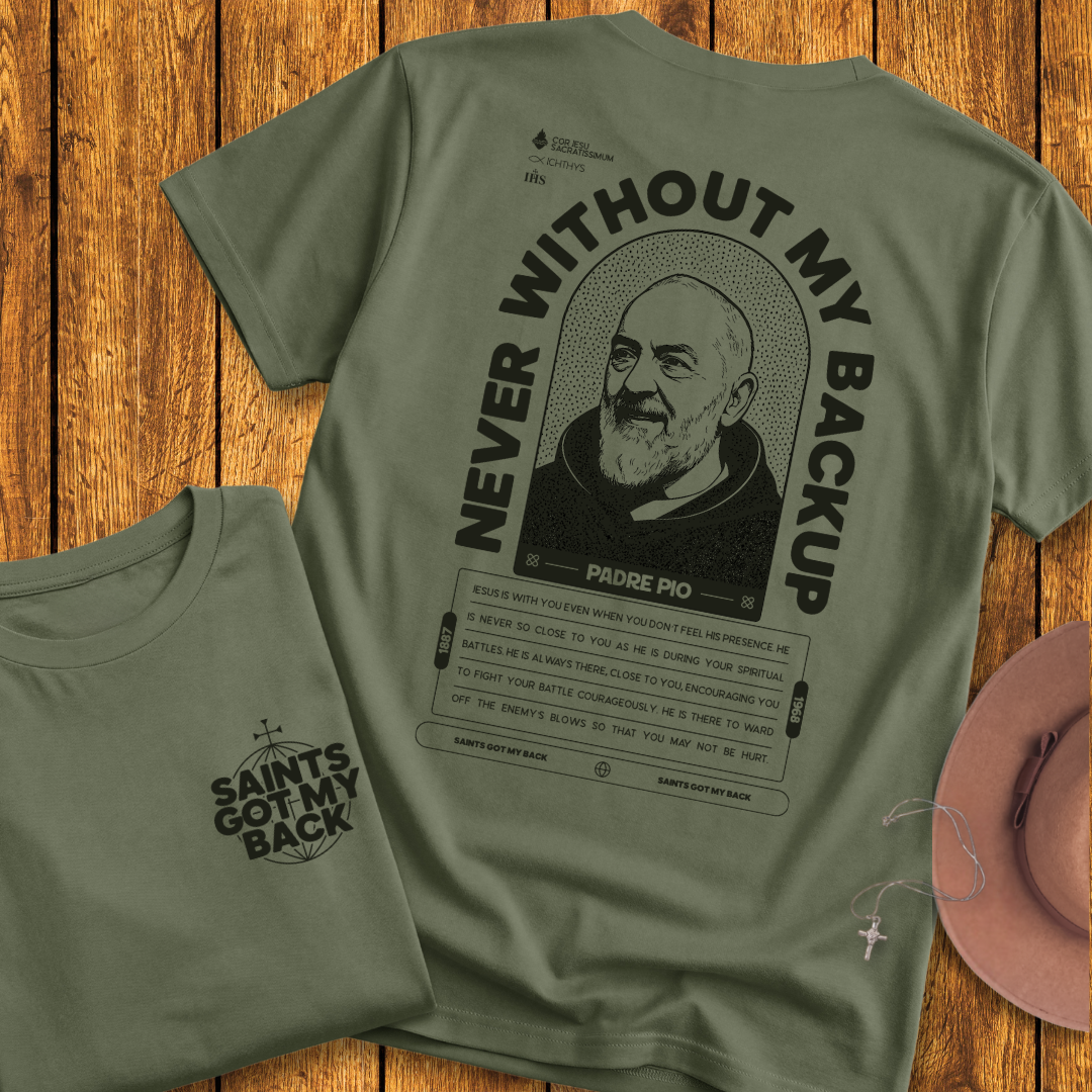 St Padre Pio Back Print T-Shirt