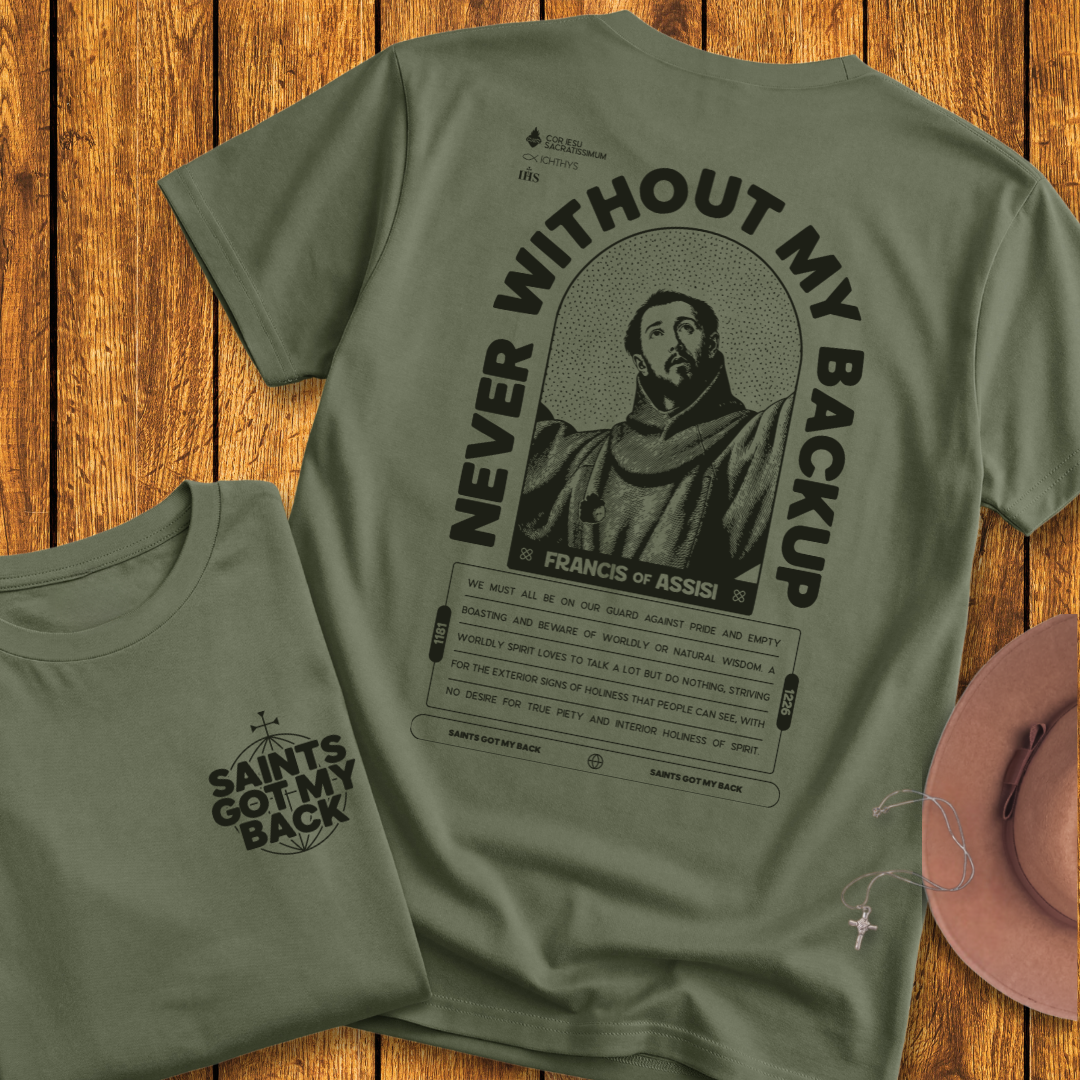 St Francis of Assisi Back Print T-Shirt