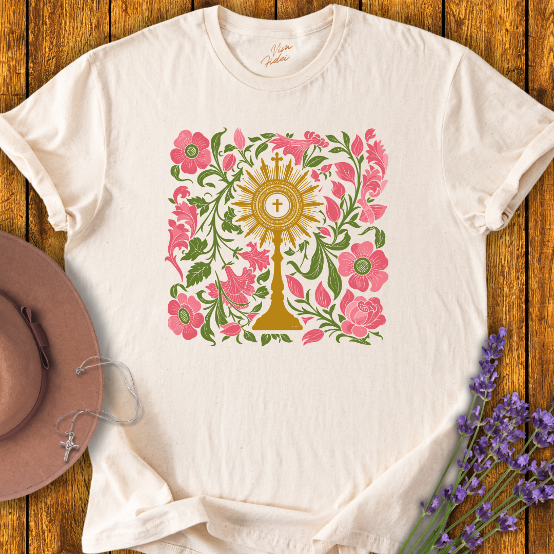 Monstrance and Flowers T-Shirt