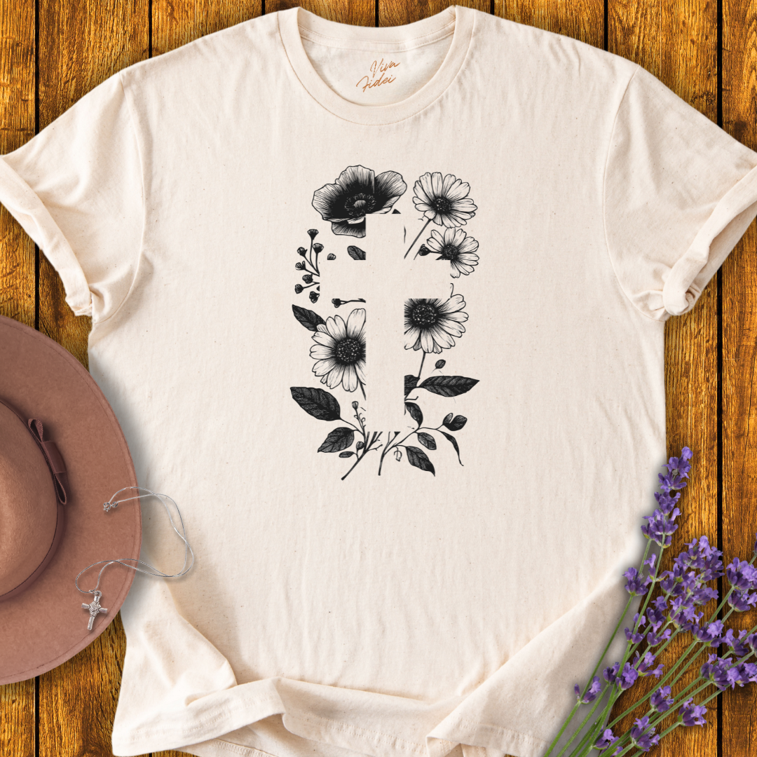 Cross with Flowers T-Shirt - NEW!