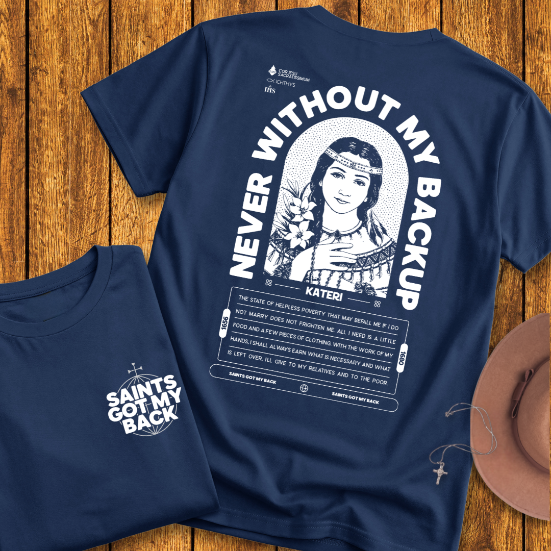 St Kateri Back Print T-Shirt