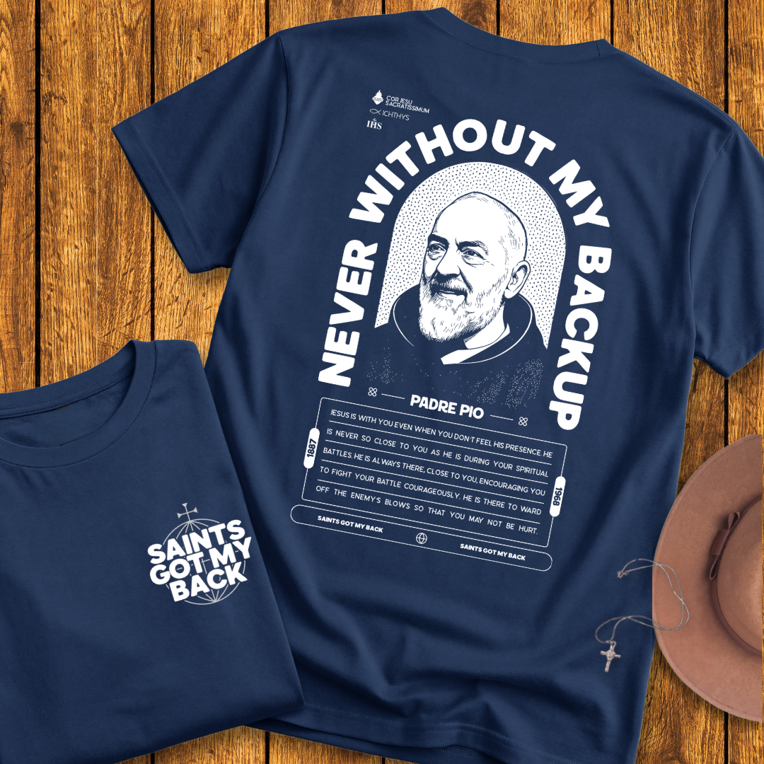 St Padre Pio Back Print T-Shirt