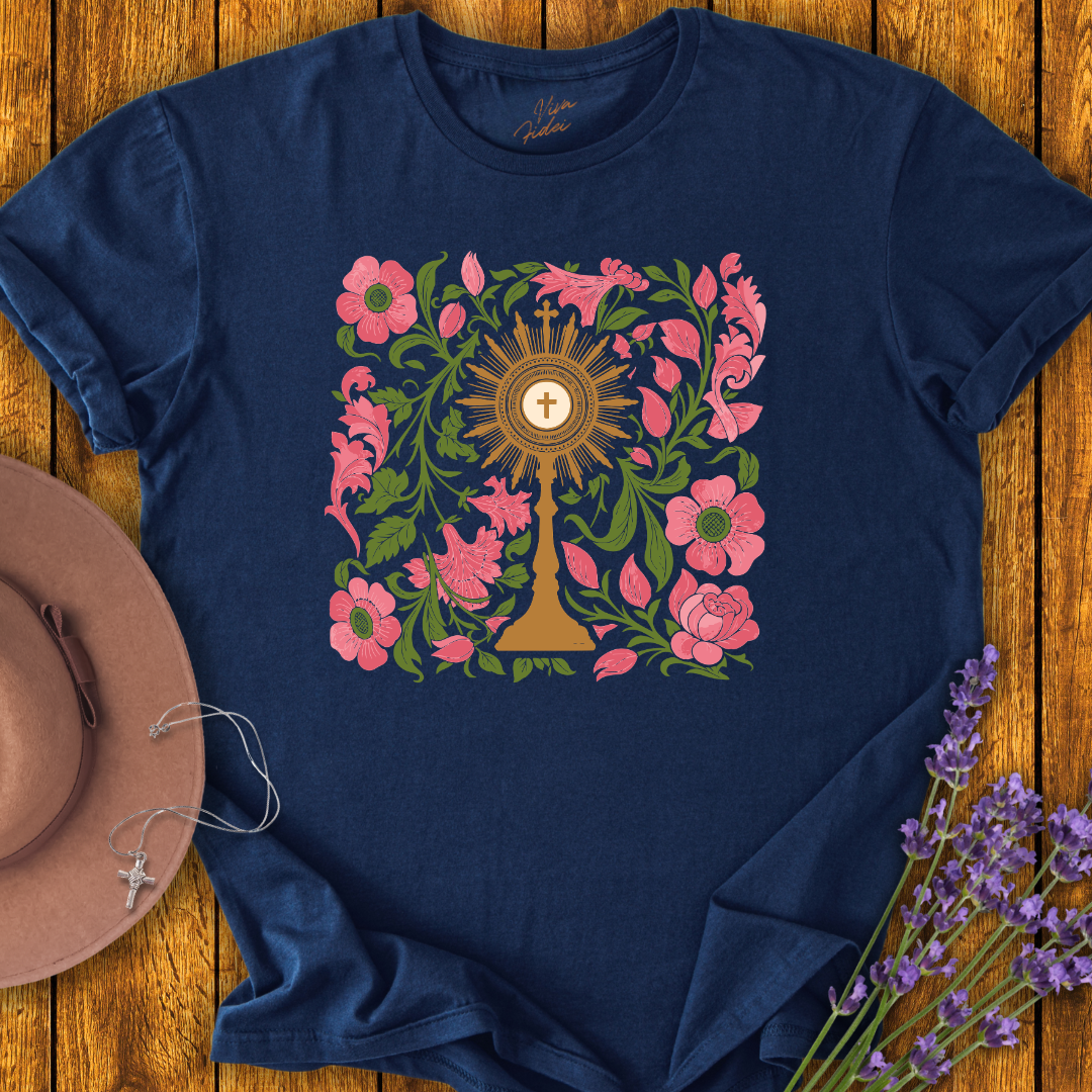 Monstrance and Flowers T-Shirt