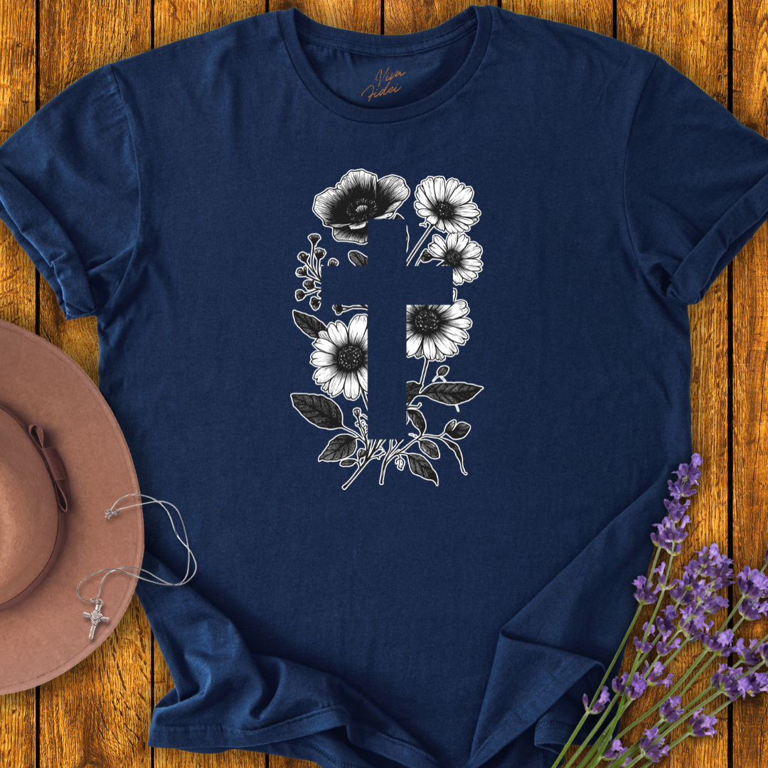 Cross with Flowers T-Shirt - NEW!