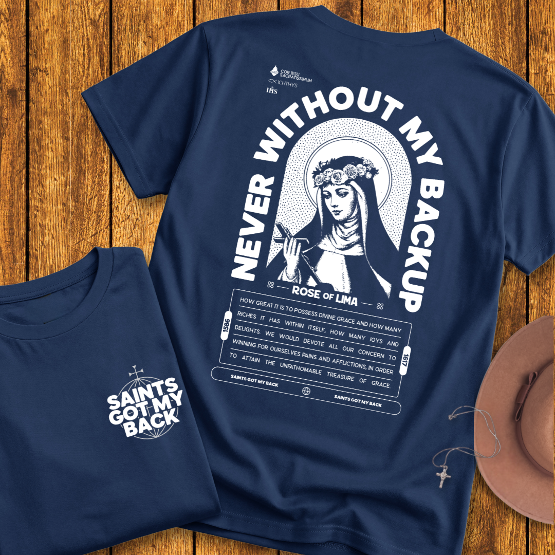 St Rose of Lima Back Print T-Shirt
