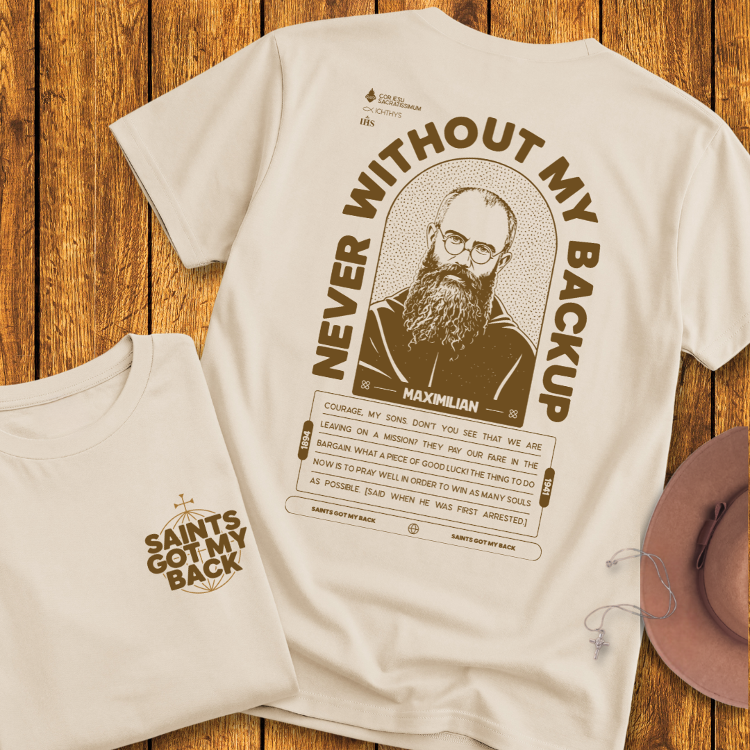 St Maximilian Kolbe Back Print T-Shirt