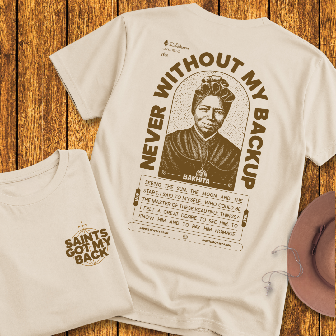 St Bakhita Back Print T-Shirt
