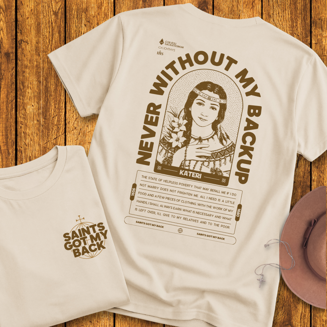 St Kateri Back Print T-Shirt