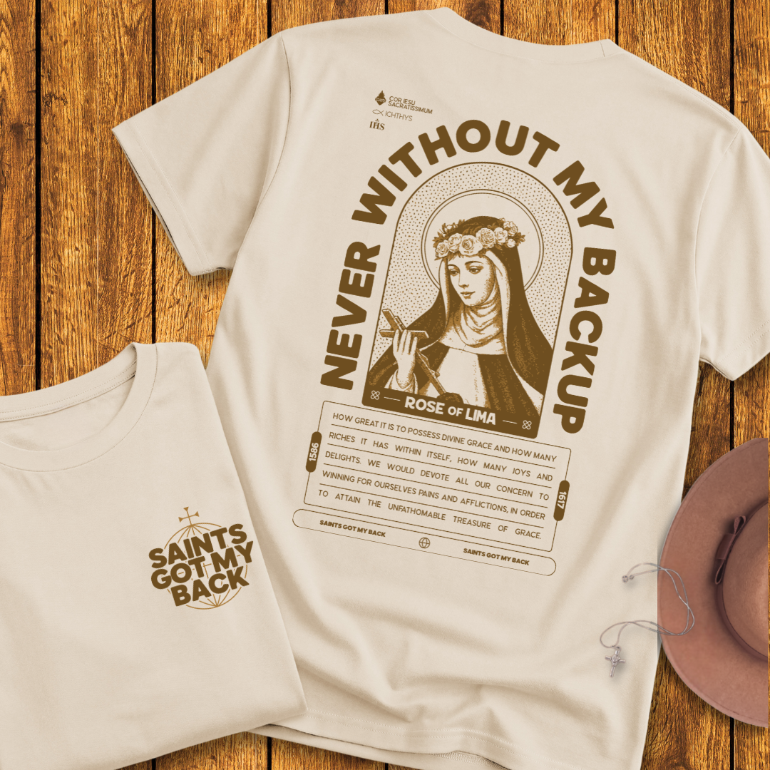 St Rose of Lima Back Print T-Shirt