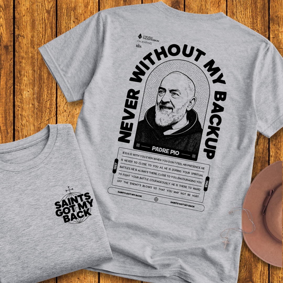 St Padre Pio Back Print T-Shirt
