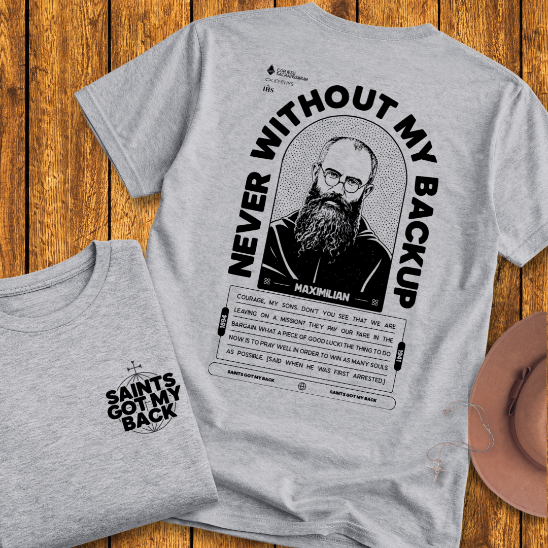 St Maximilian Kolbe Back Print T-Shirt