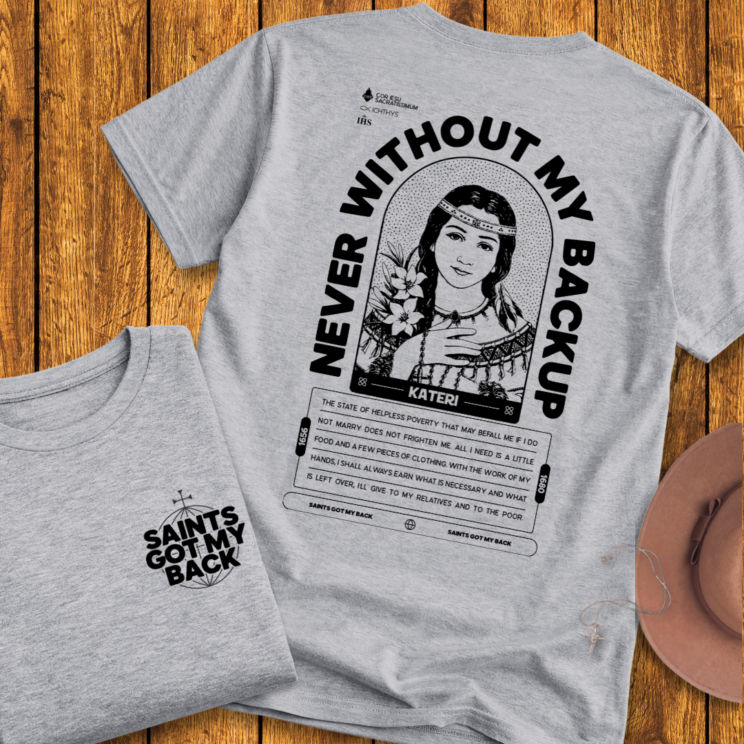 St Kateri Back Print T-Shirt