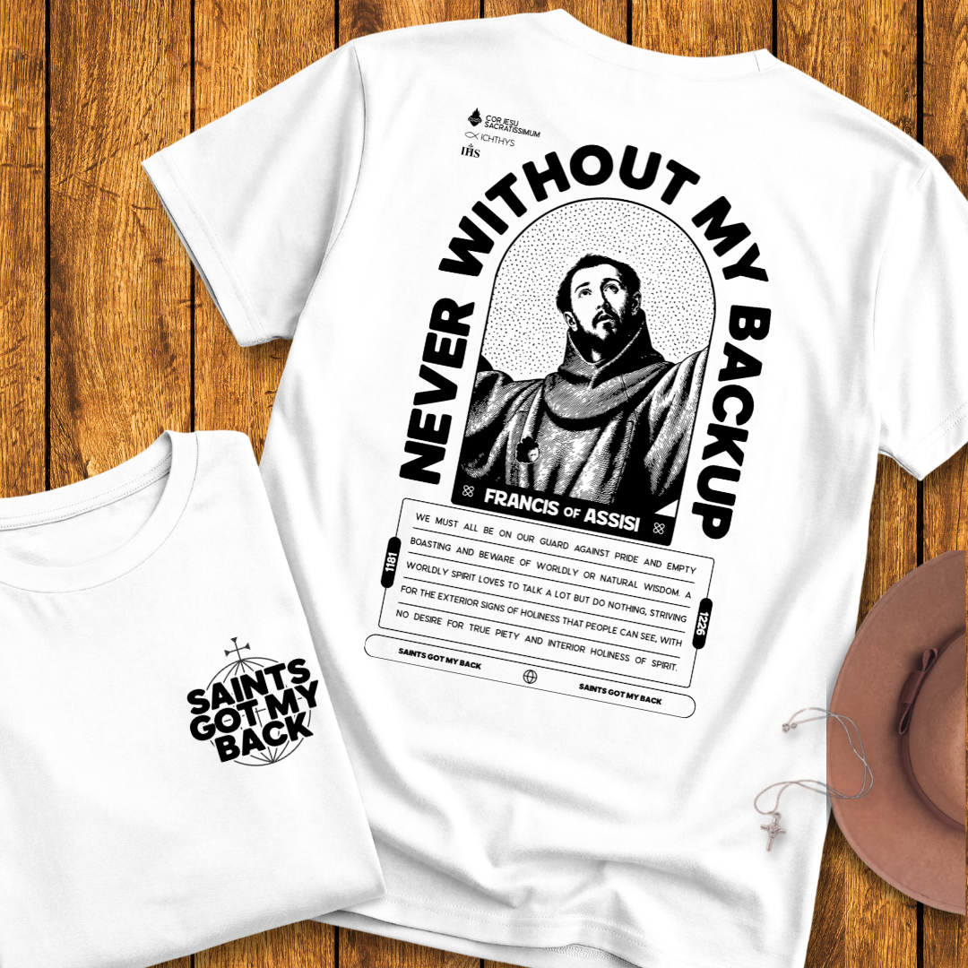 St Francis of Assisi Back Print T-Shirt