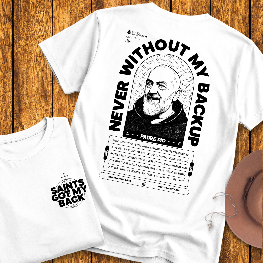 St Padre Pio Back Print T-Shirt