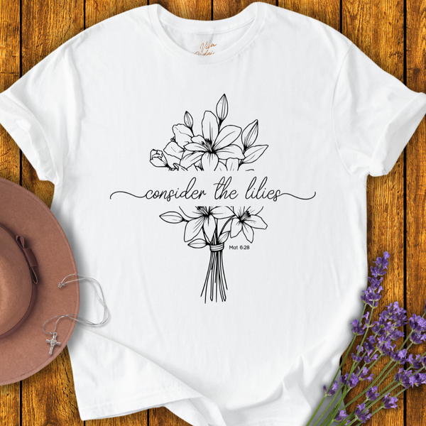 white lily flour t shirt Consider the Lilies T-Shirt – Viva Fidei