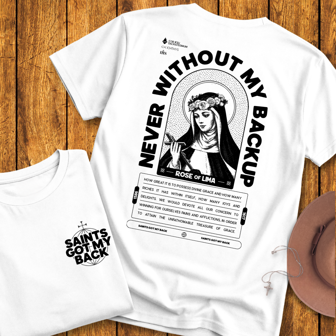 St Rose of Lima Back Print T-Shirt