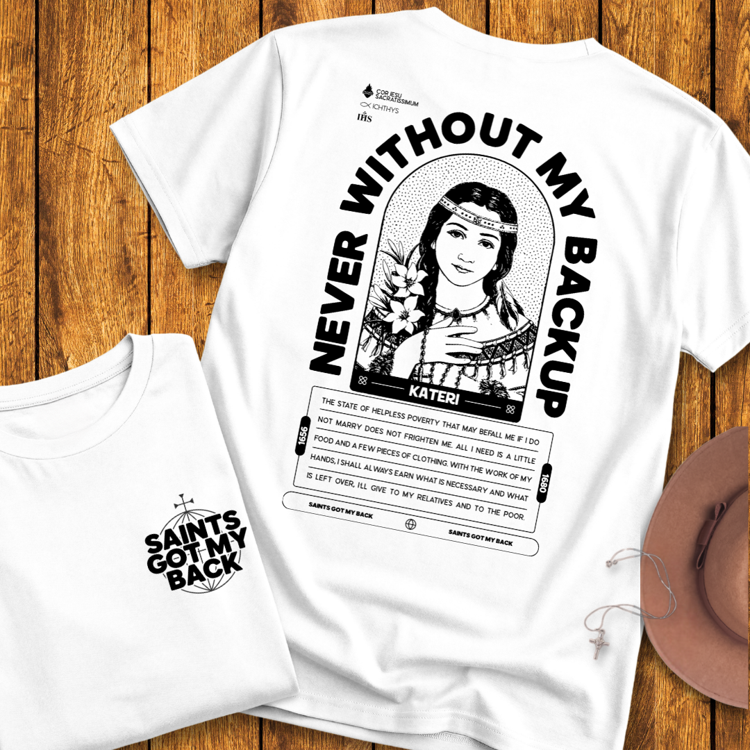 St Kateri Back Print T-Shirt
