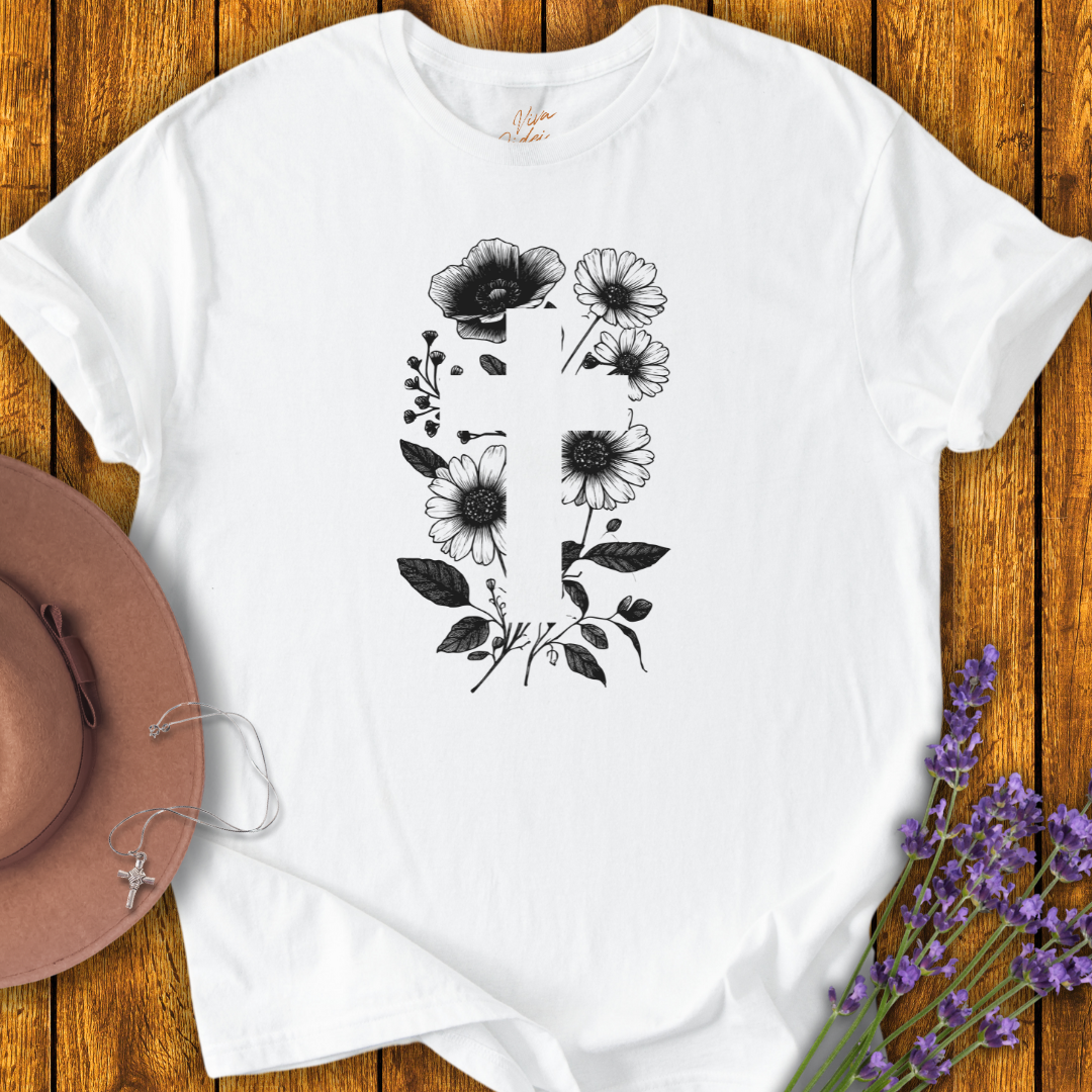 Cross with Flowers T-Shirt - NEW!
