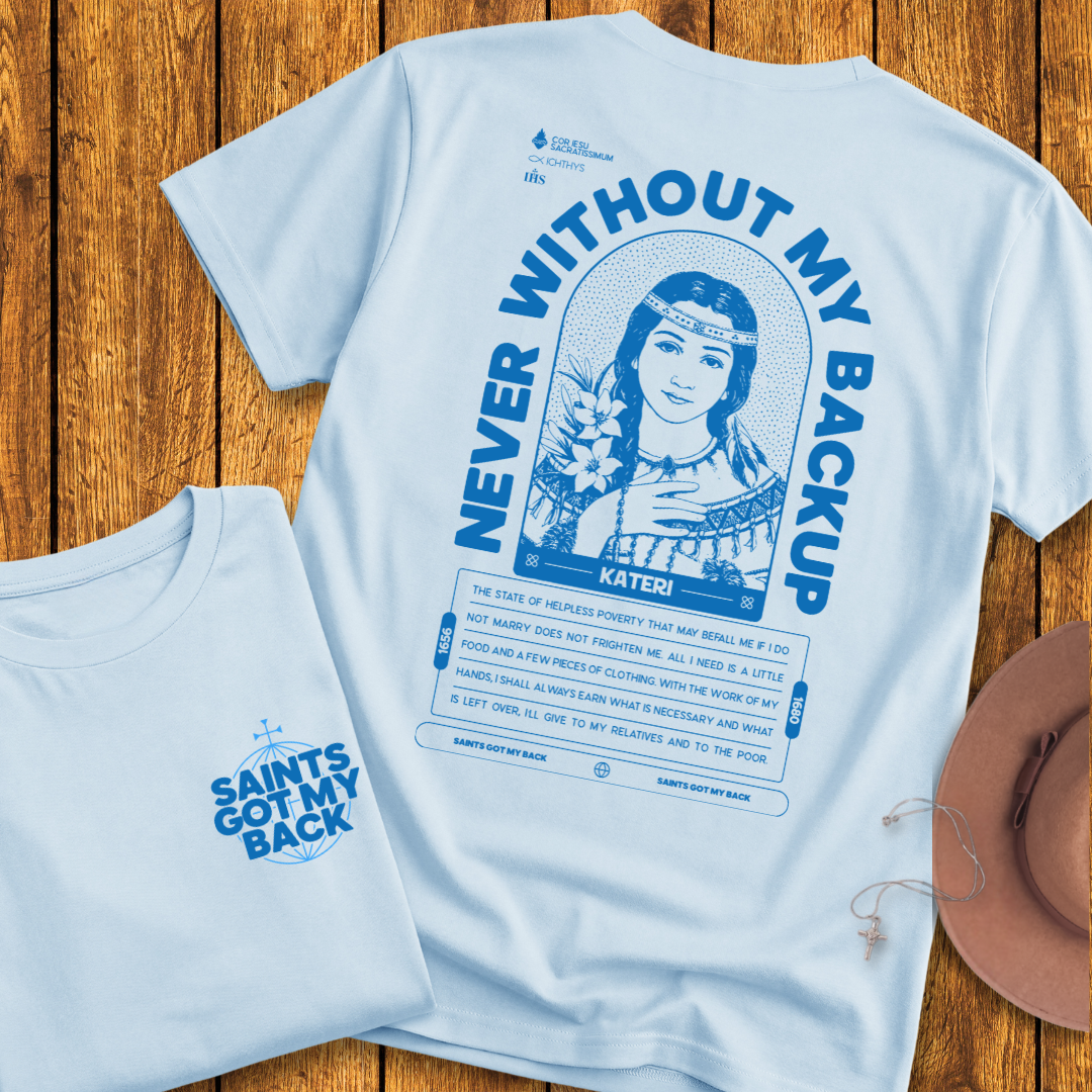 St Kateri Back Print T-Shirt